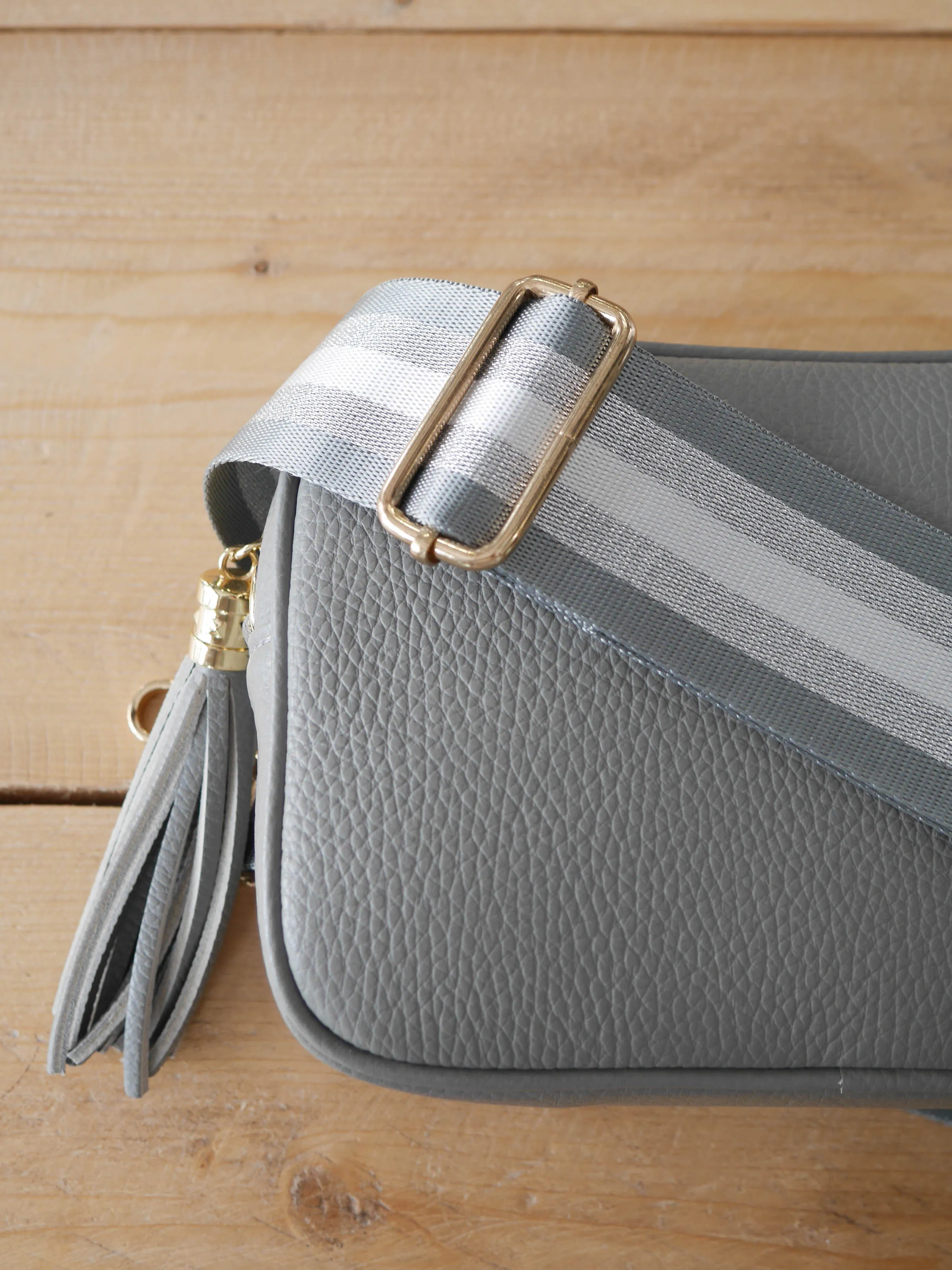 Cross Body Leather Bag Light Grey