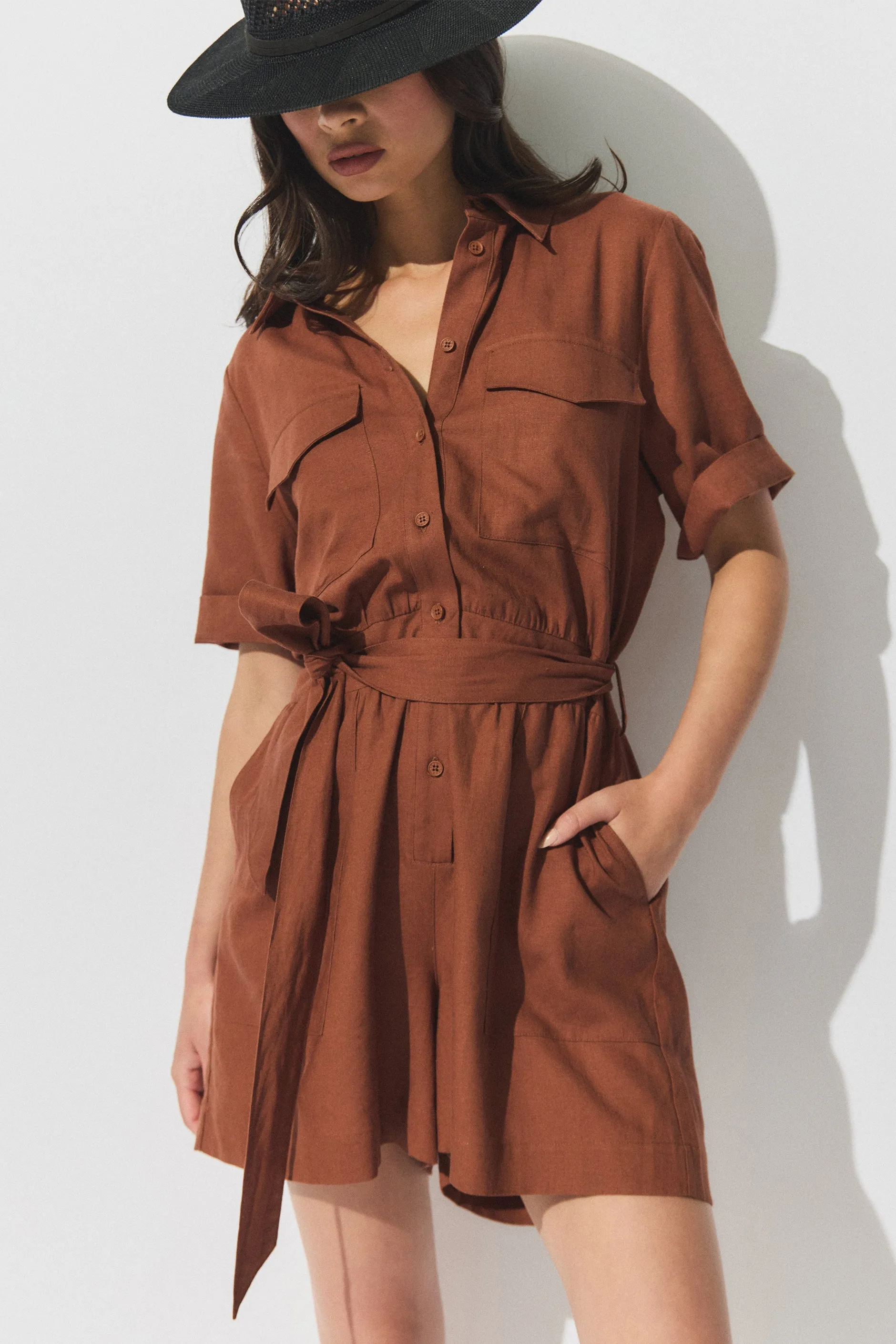 D-Luxe Linen Blend Romper