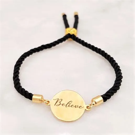 Dani Believe Corded Slider Bracelet