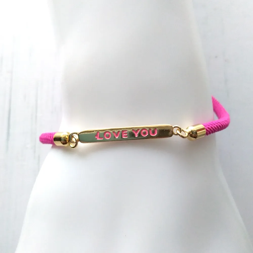 Dani Love You Nameplate Corded Slider Bracelet