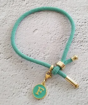 Dani Mint Band Mint Initials Corded Slider Bracelet