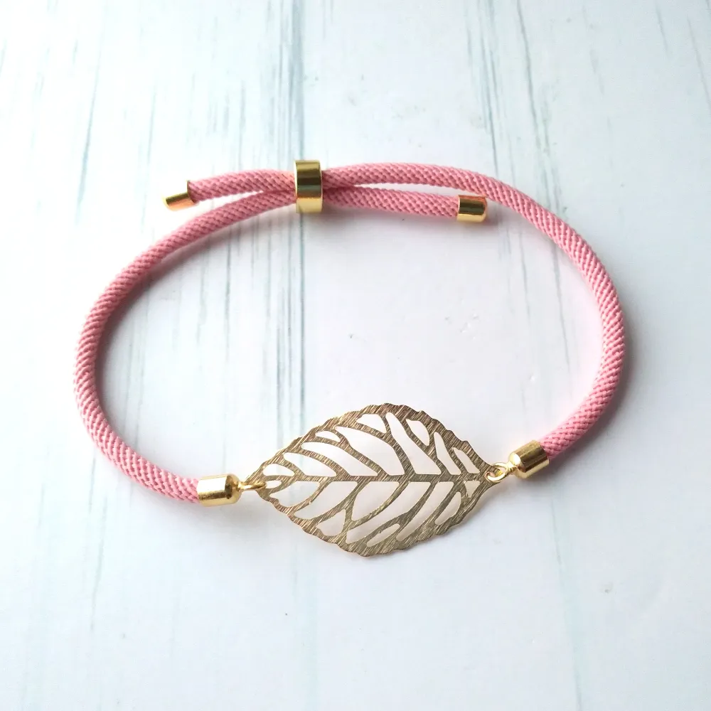 Dani Rose Leaves Corded Slider Bracelet