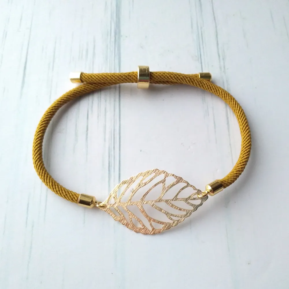 Dani Rose Leaves Corded Slider Bracelet