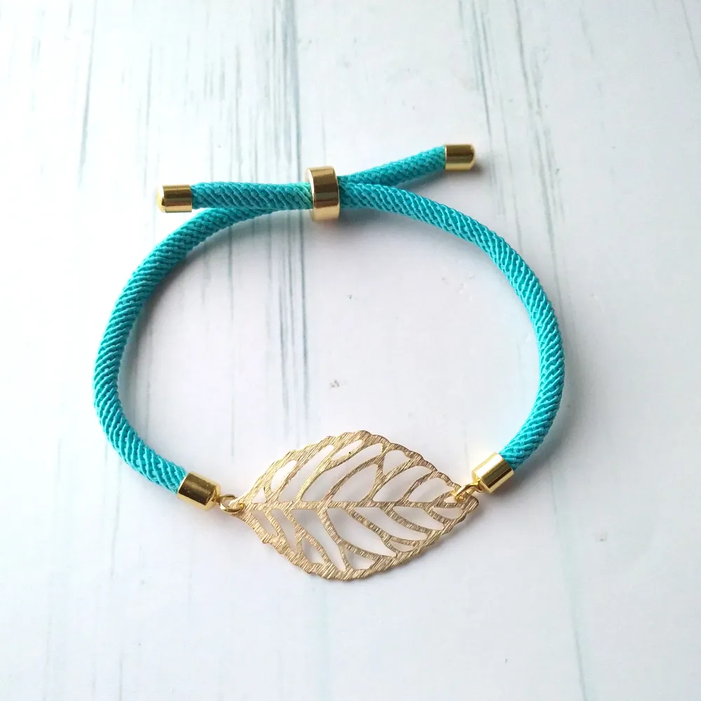 Dani Rose Leaves Corded Slider Bracelet