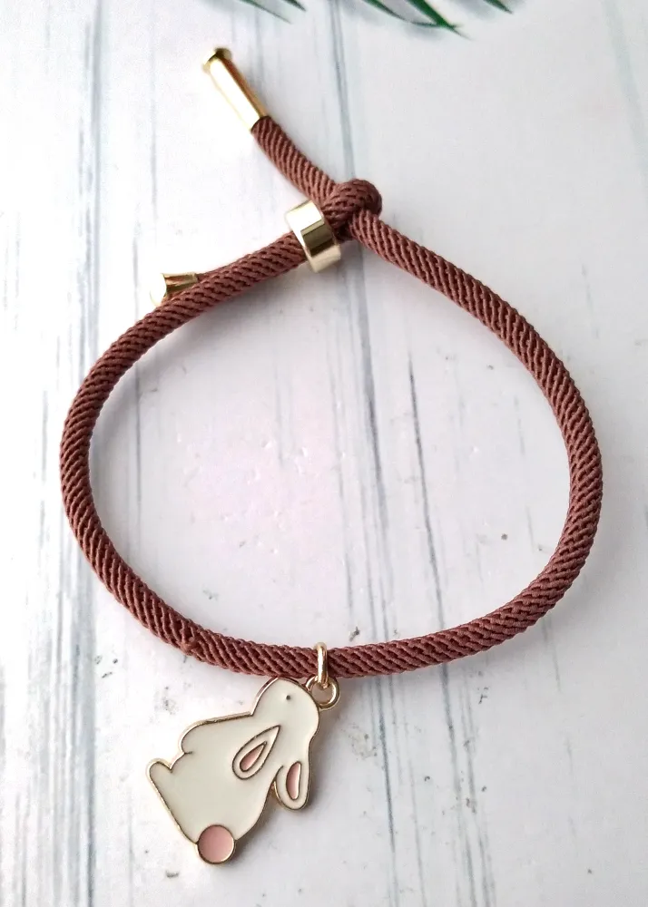 Dani White Bunny Corded Slider Bracelet