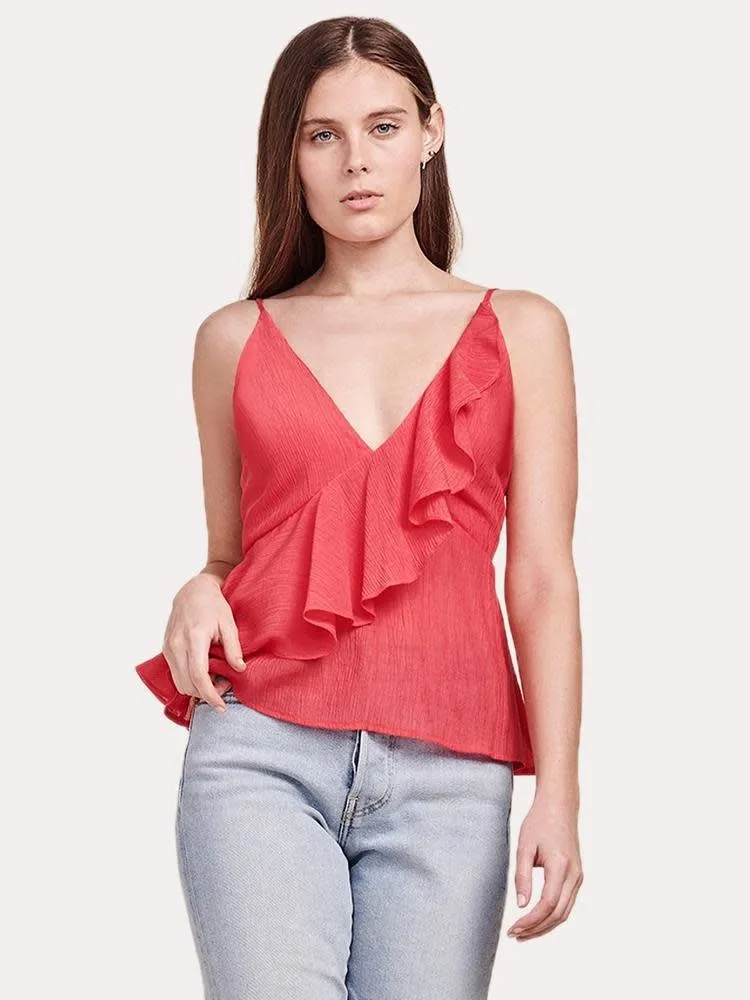   Deep V Ruffle Tank