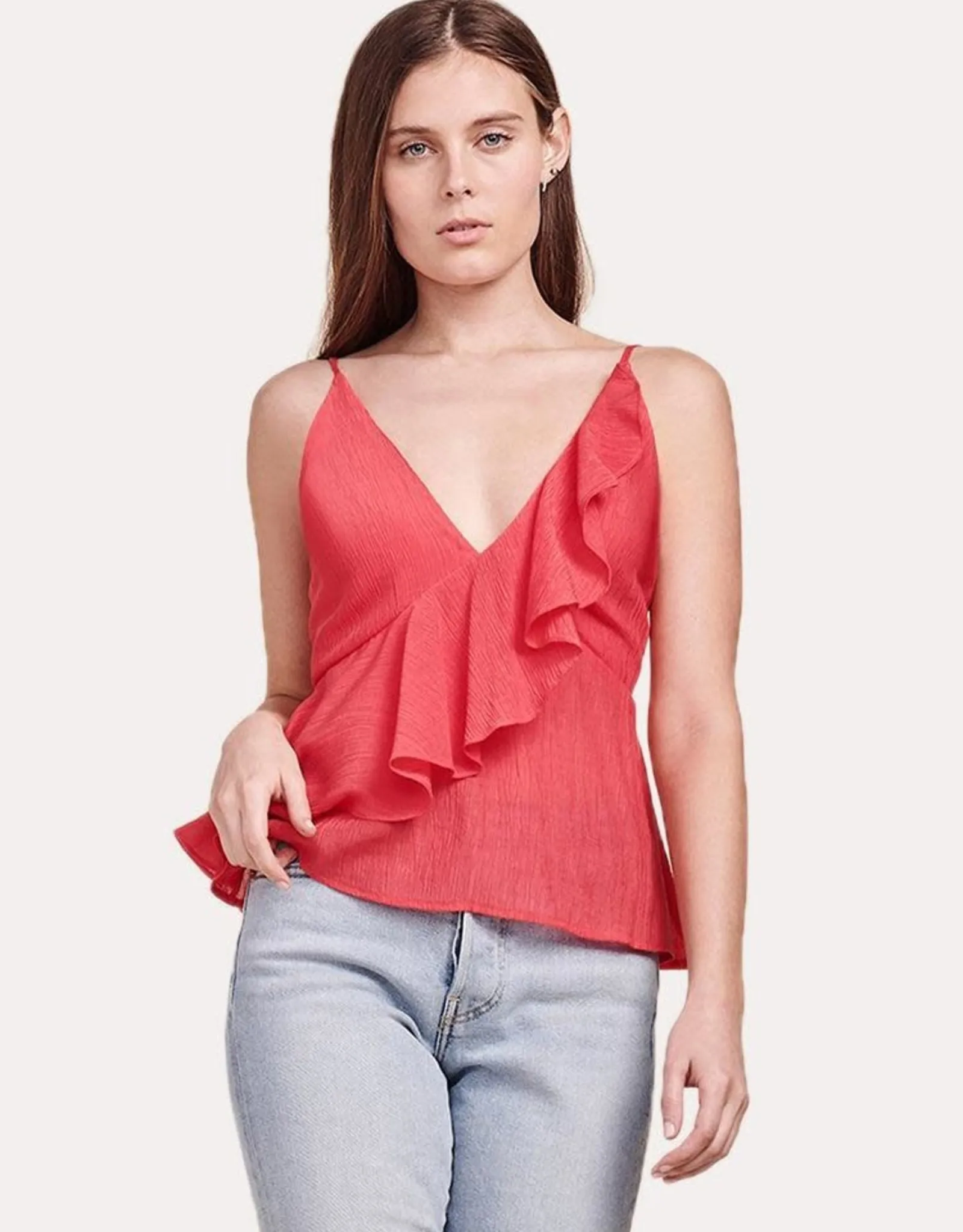   Deep V Ruffle Tank