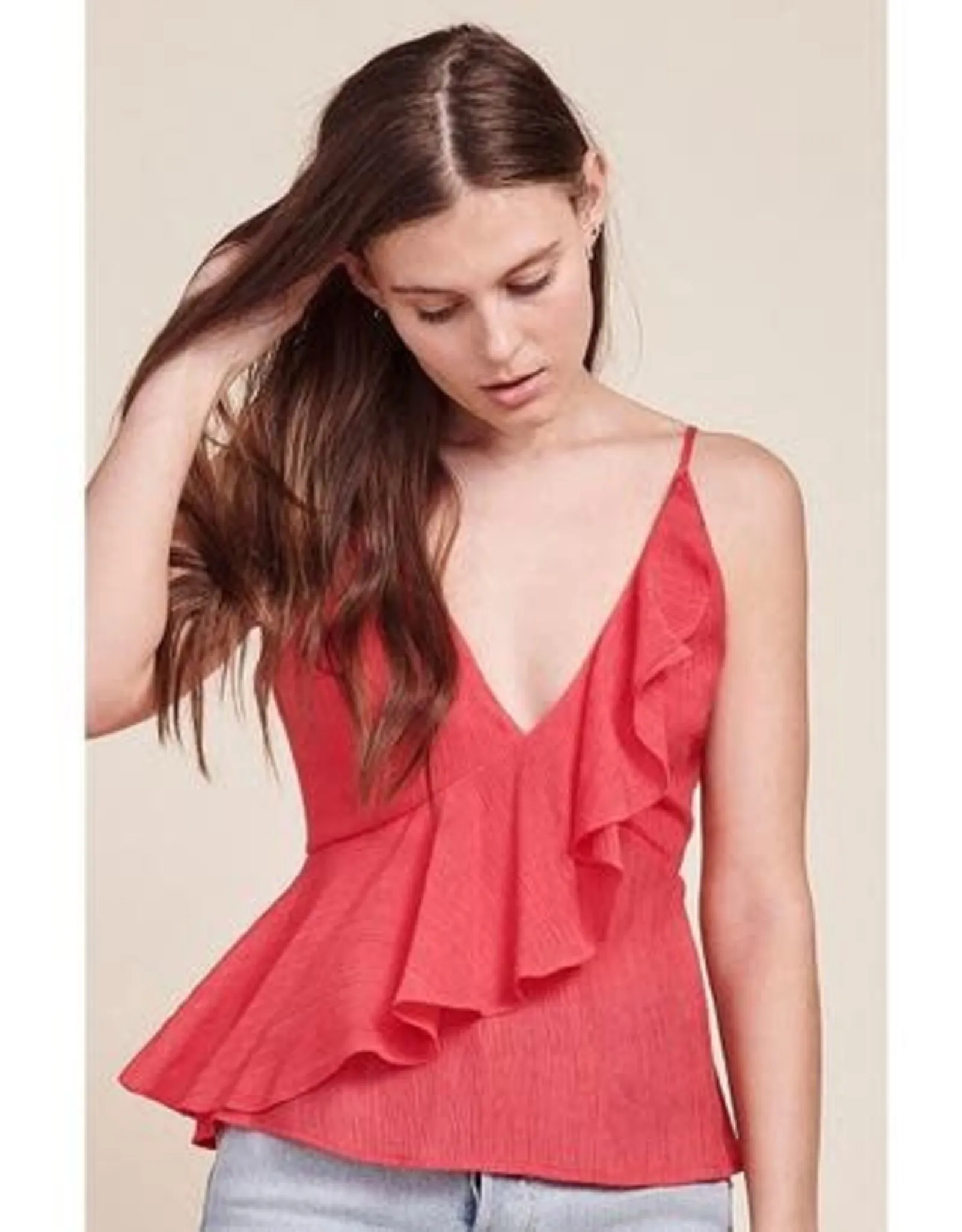   Deep V Ruffle Tank