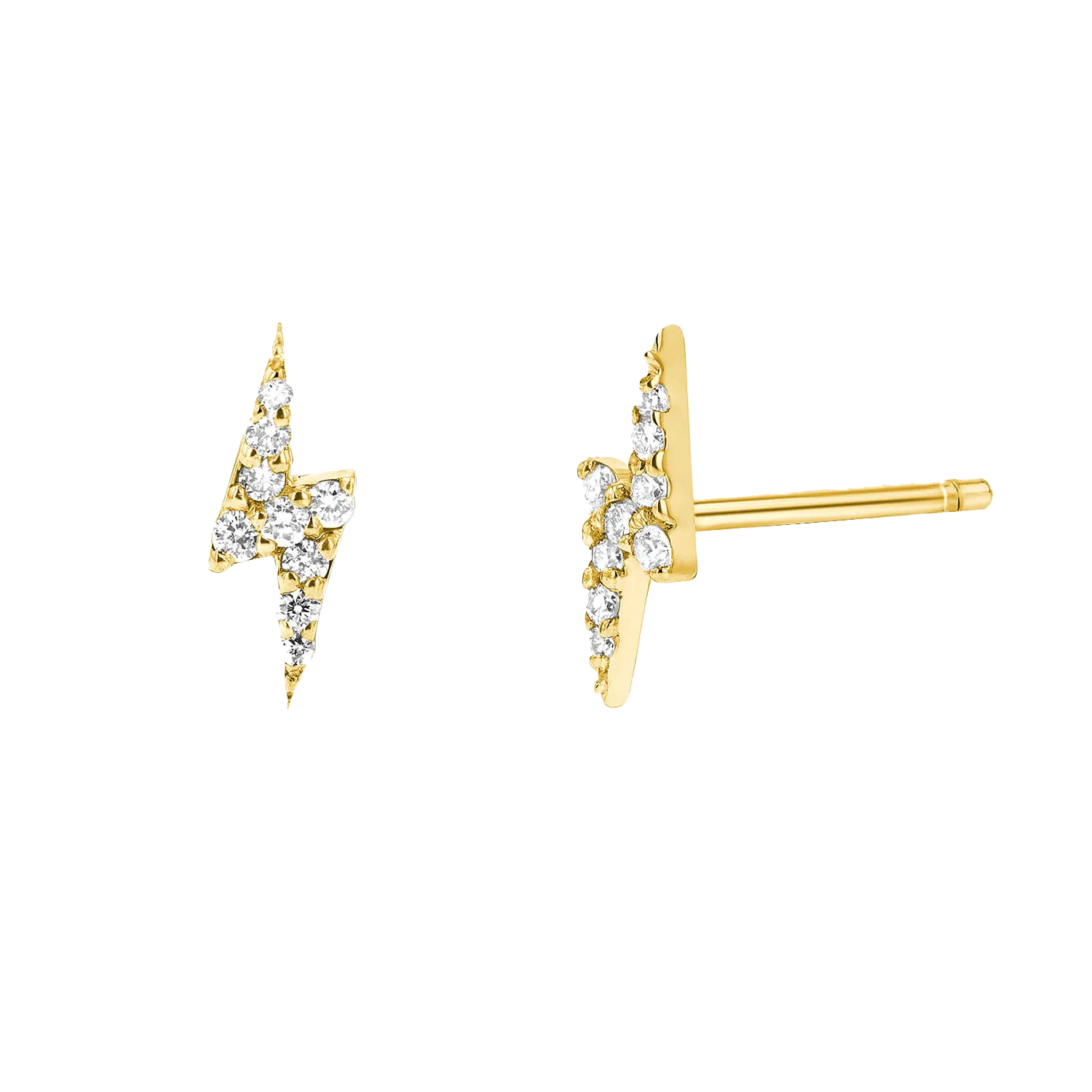 Diamond Lightning Bolt Stud Earrings