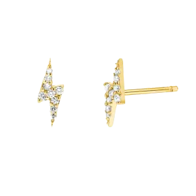 Diamond Lightning Bolt Stud Earrings