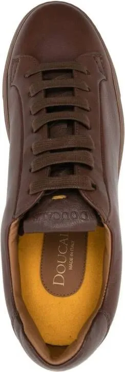 Doucal's logo-debossed leather sneakers Brown