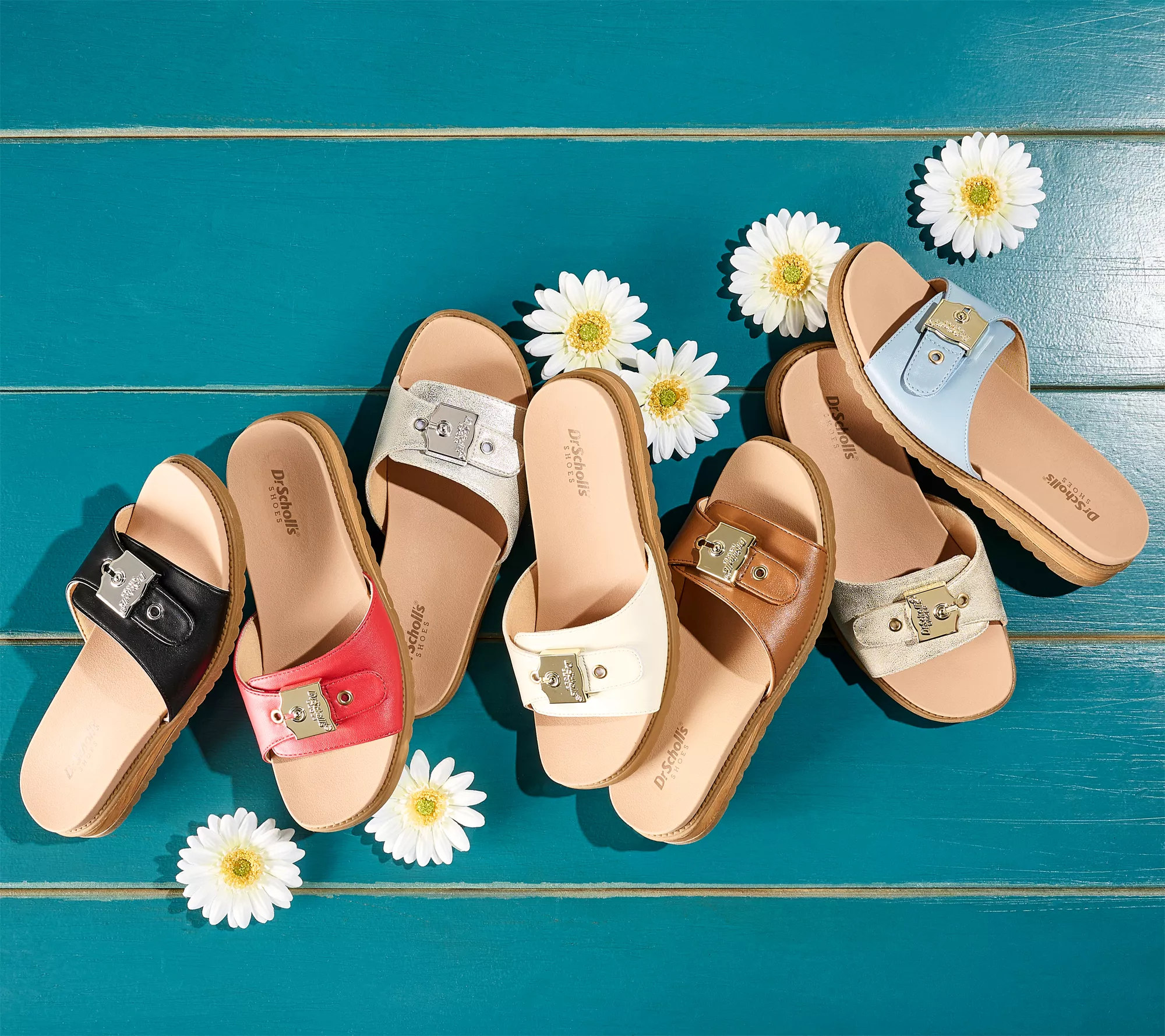 Dr. Scholl's Buckle Slide Sandals- Island Icon