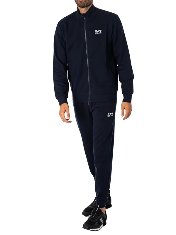 EA7 Chest Logo Zip Tracksuit - Armani Blue