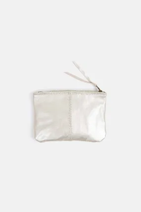 Elodie Leather Makeup Bag - Platinum