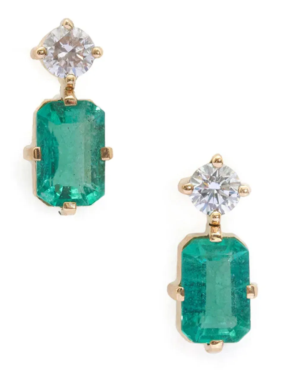 Emerald and Diamond Deco Earrings