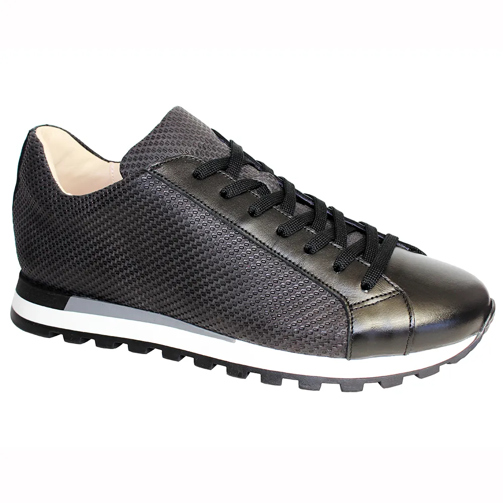 Emilio Franco Alfio Leather & Print Sneakers Black