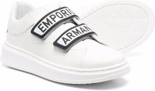 Emporio Ar i Kids logo touch-strap sneakers White