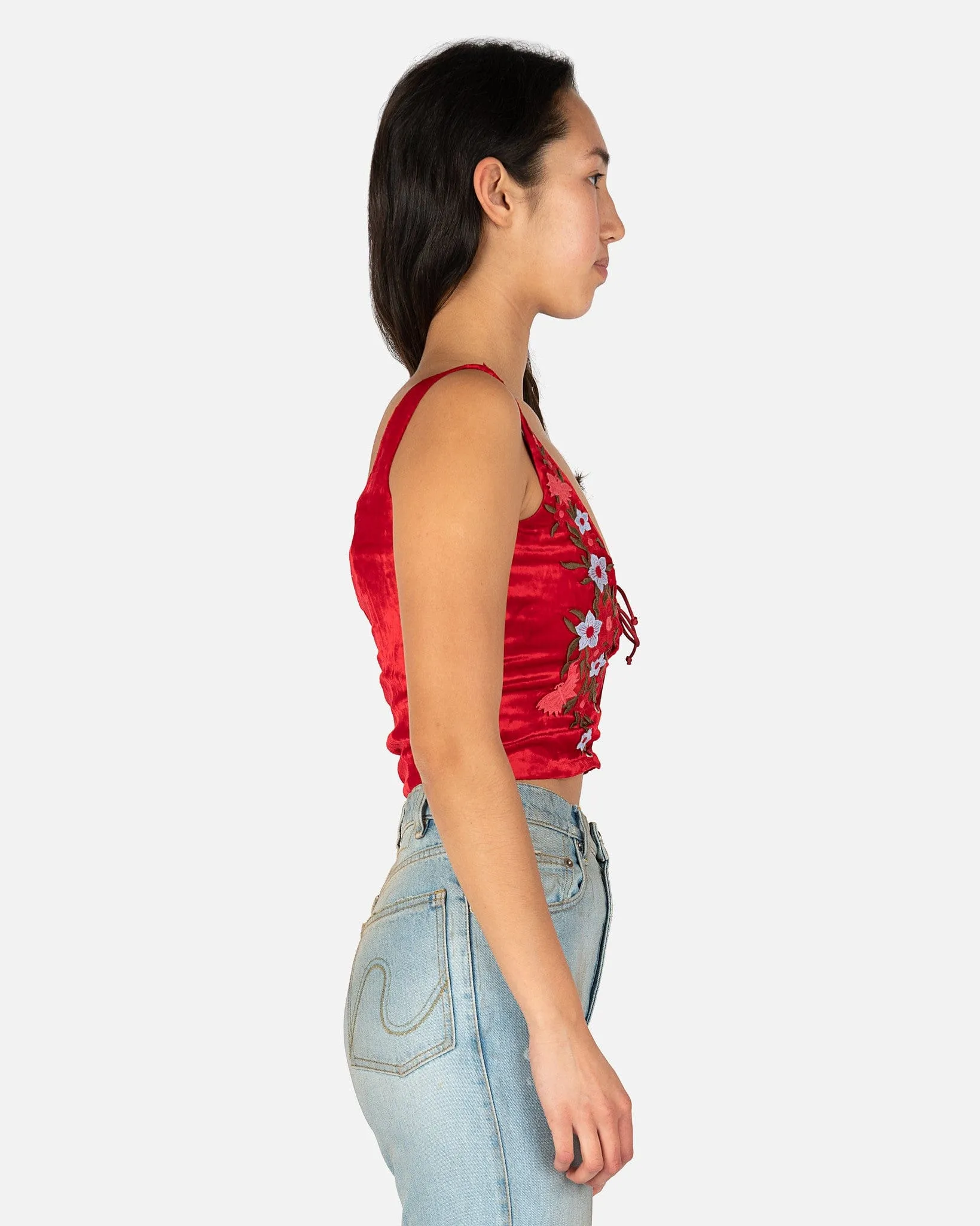 ERL Embroidered Folk Vest in Red