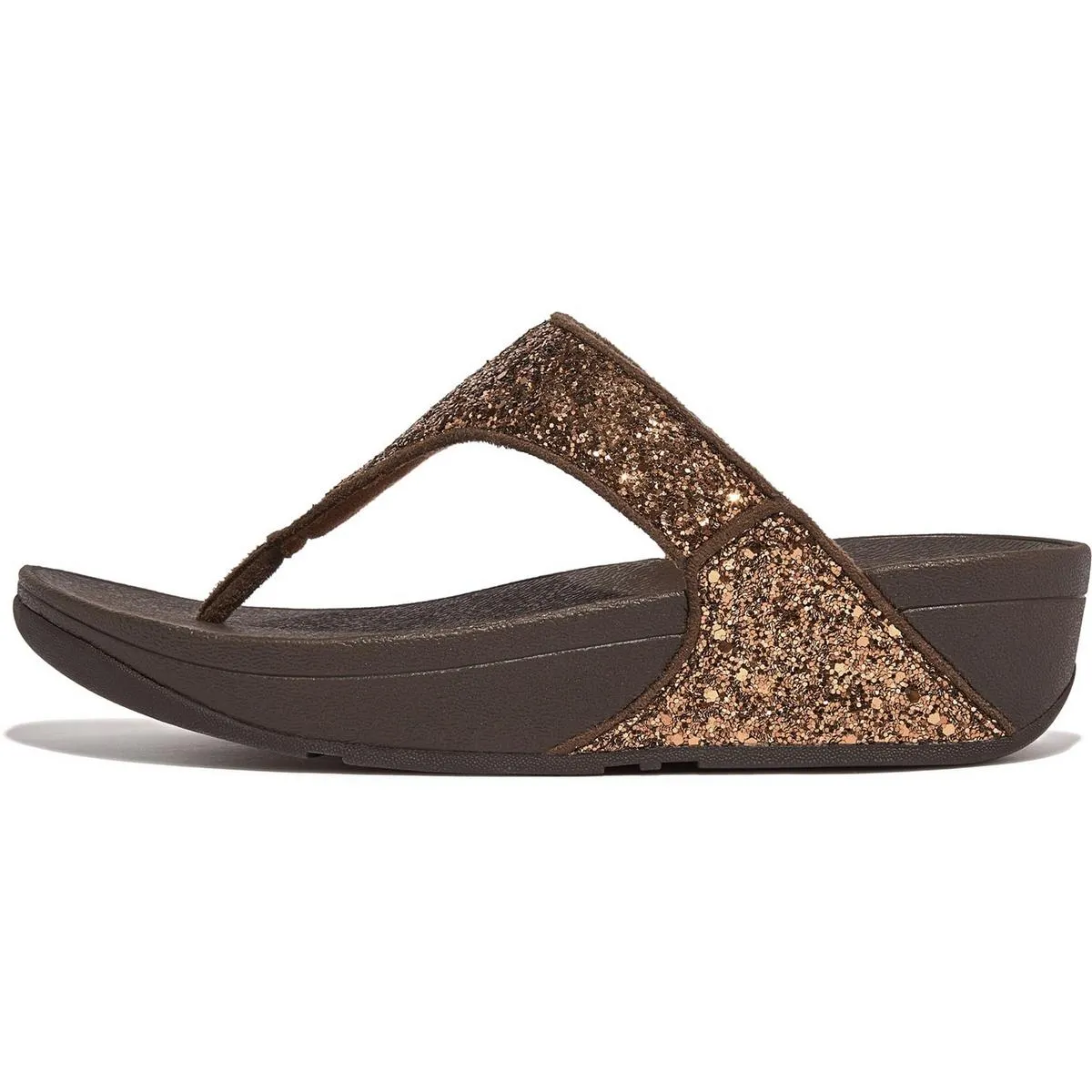 Fitflop Lulu Glitter Toe-Post Sandals Chocolate Brown