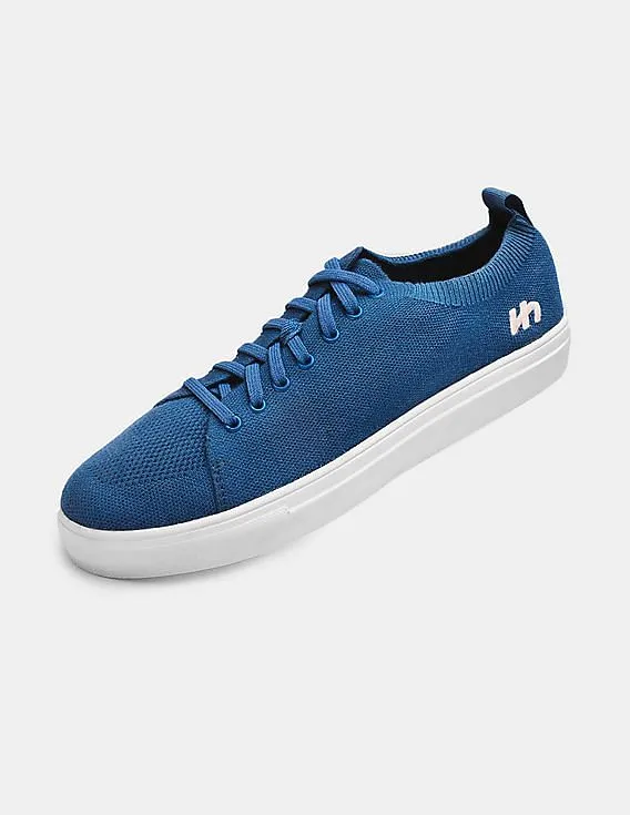 Flatheads Men Blue Knit Bamboo Sneakers