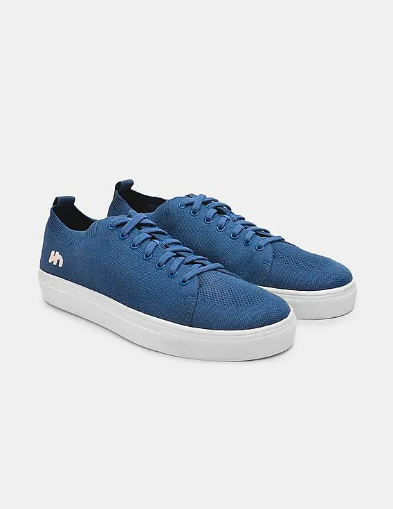 Flatheads Men Blue Knit Bamboo Sneakers