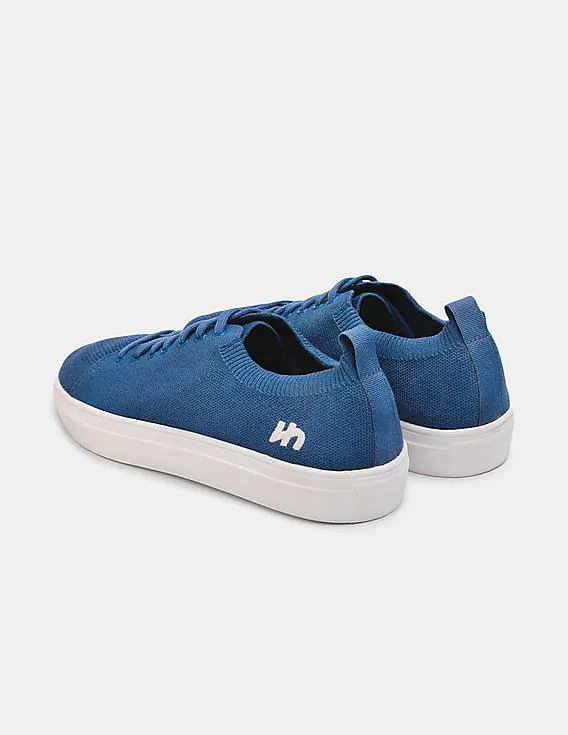 Flatheads Men Blue Knit Bamboo Sneakers