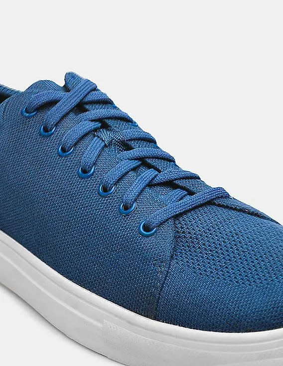 Flatheads Men Blue Knit Bamboo Sneakers