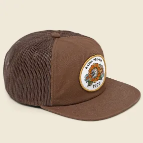 Flower Power Cotton Canvas Trucker Hat - Brown