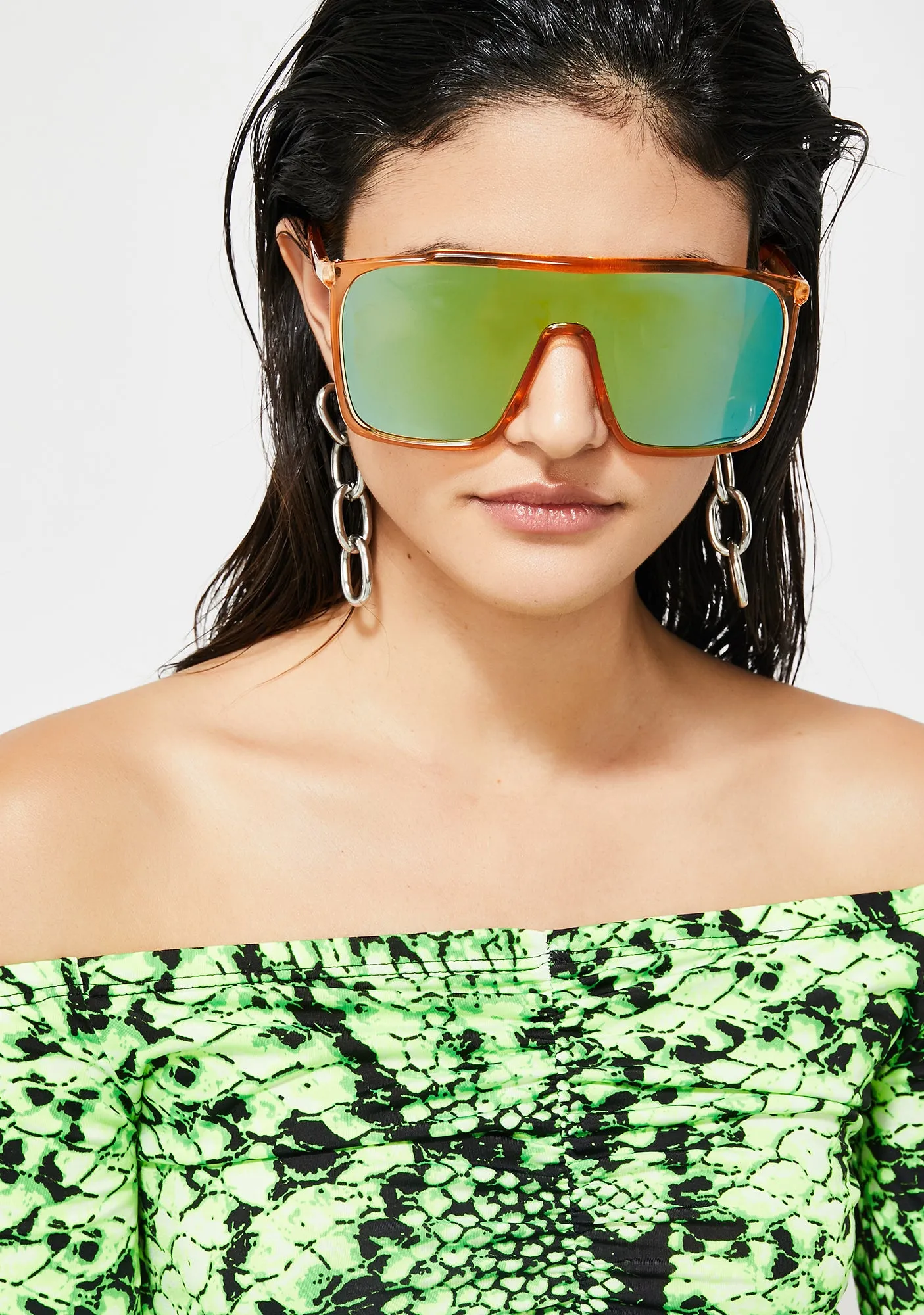 Futuristic Drip Mirrored Sunglasses-