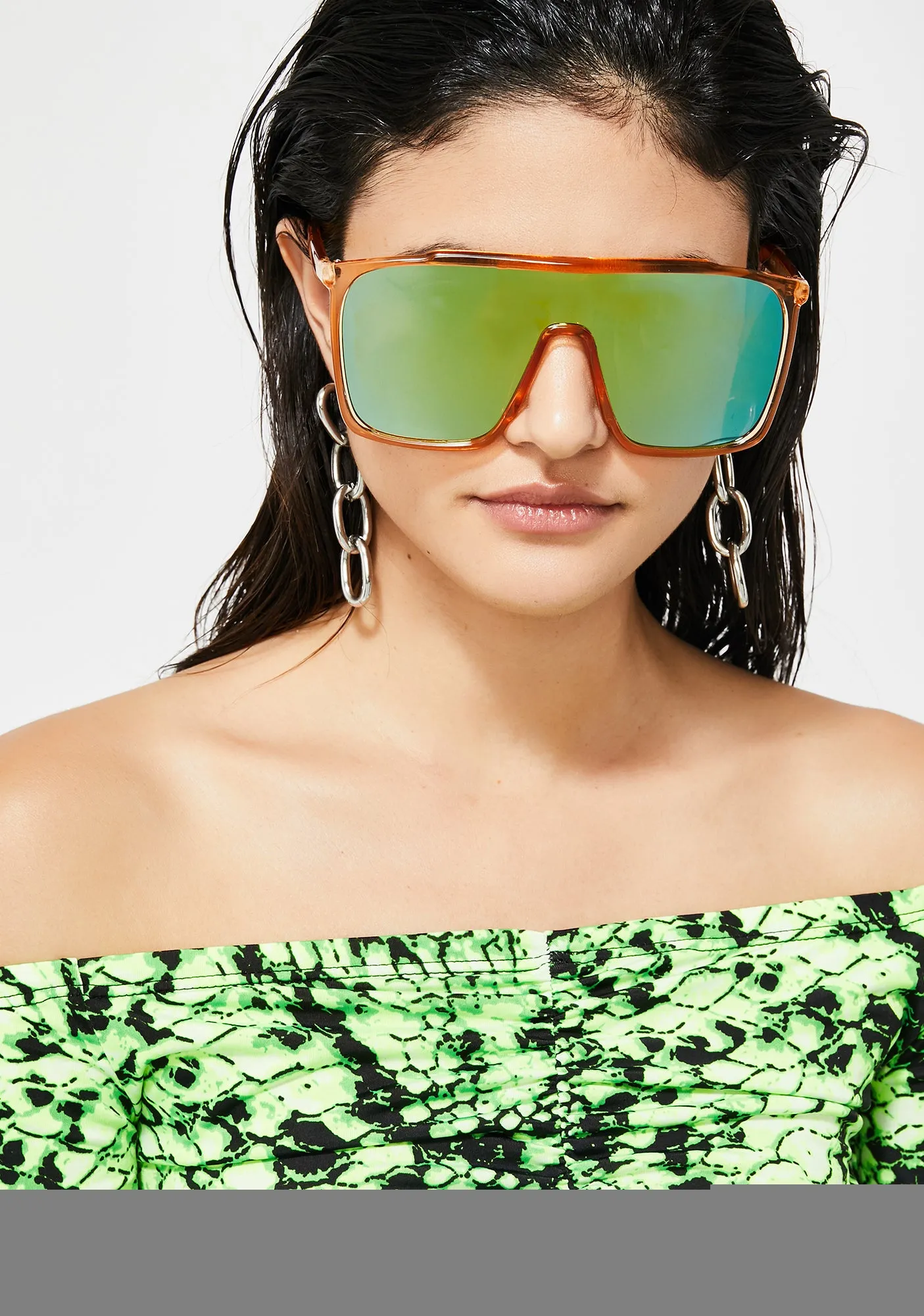 Futuristic Drip Mirrored Sunglasses-