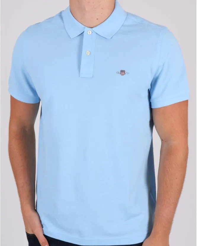 Gant Pique Rugger Polo Sky Blue