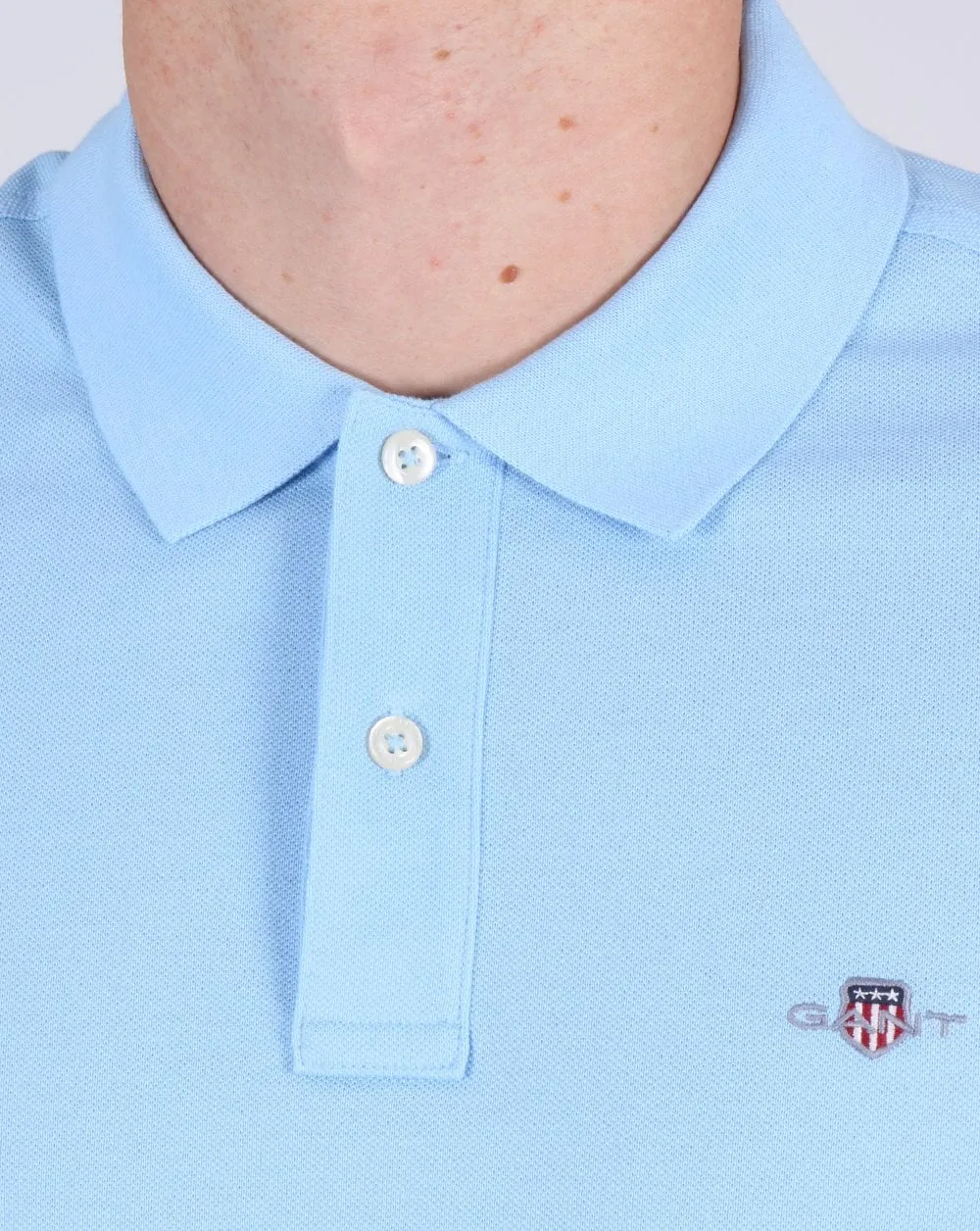 Gant Pique Rugger Polo Sky Blue