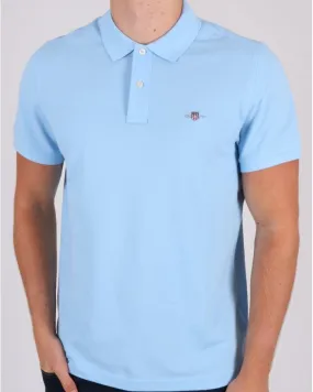 Gant Pique Rugger Polo Sky Blue