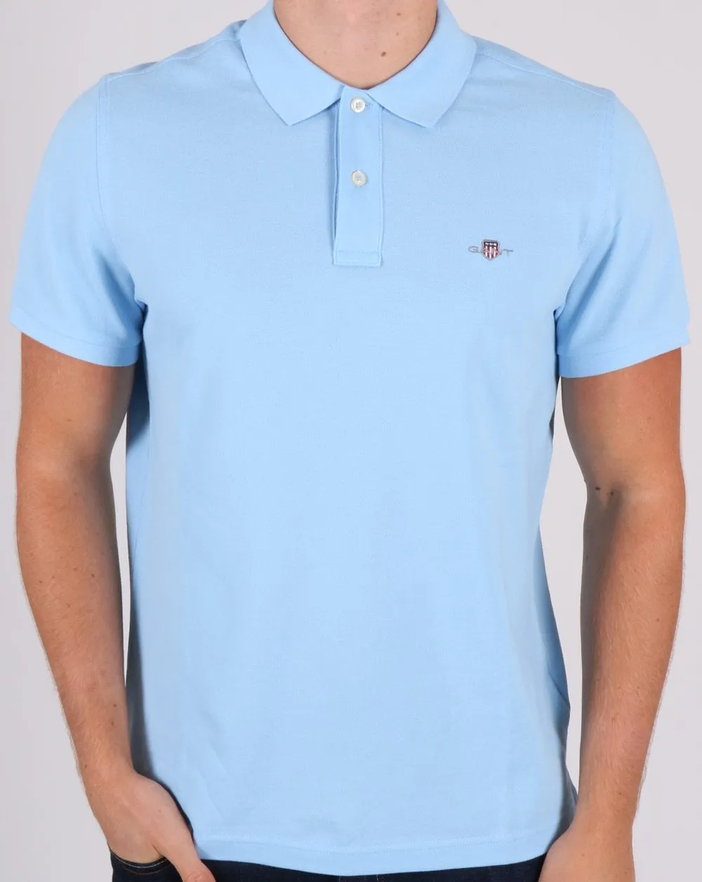 Gant Pique Rugger Polo Sky Blue