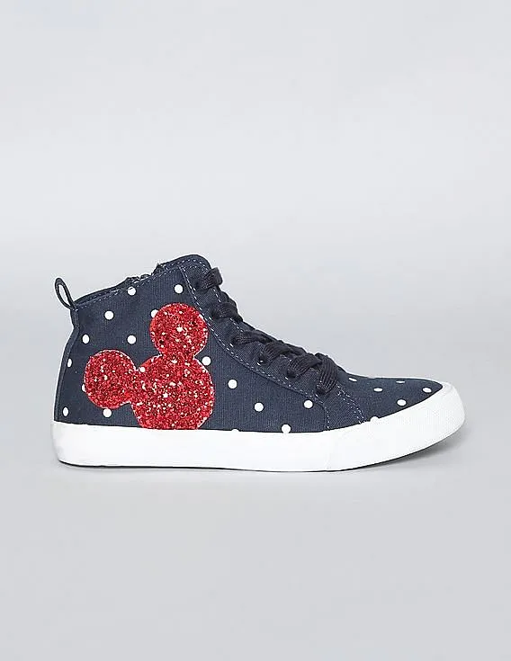 GAP Girls Blue Disney Mickey Mouse And Dots Embellished Sneakers