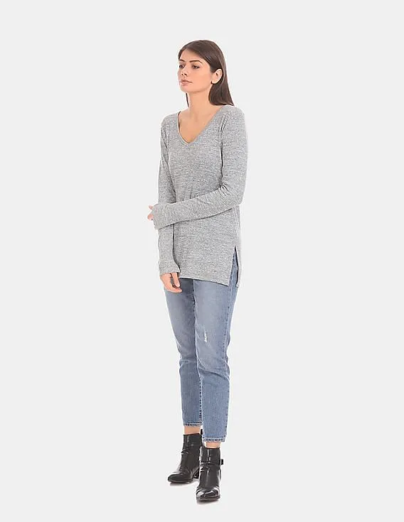 GAP Women Grey Softspun Knit Slit Tunic