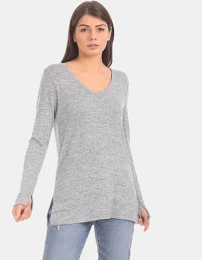 GAP Women Grey Softspun Knit Slit Tunic