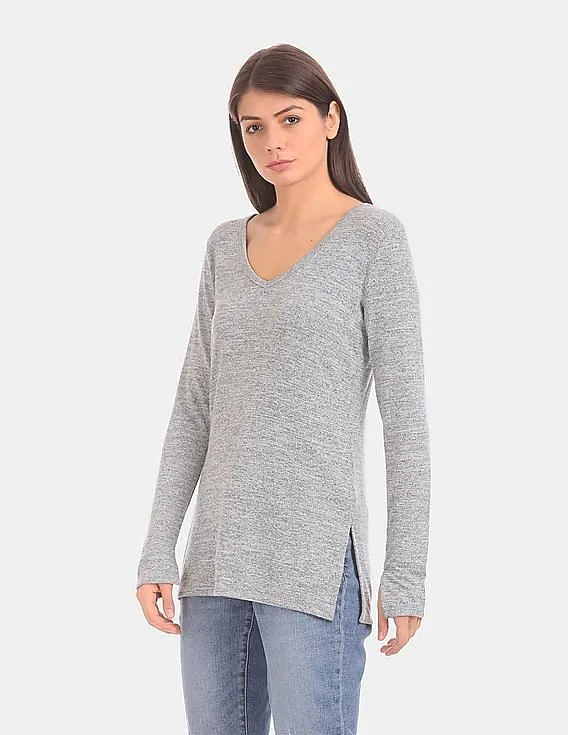 GAP Women Grey Softspun Knit Slit Tunic