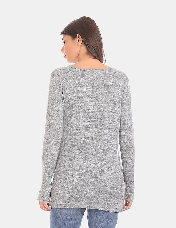 GAP Women Grey Softspun Knit Slit Tunic