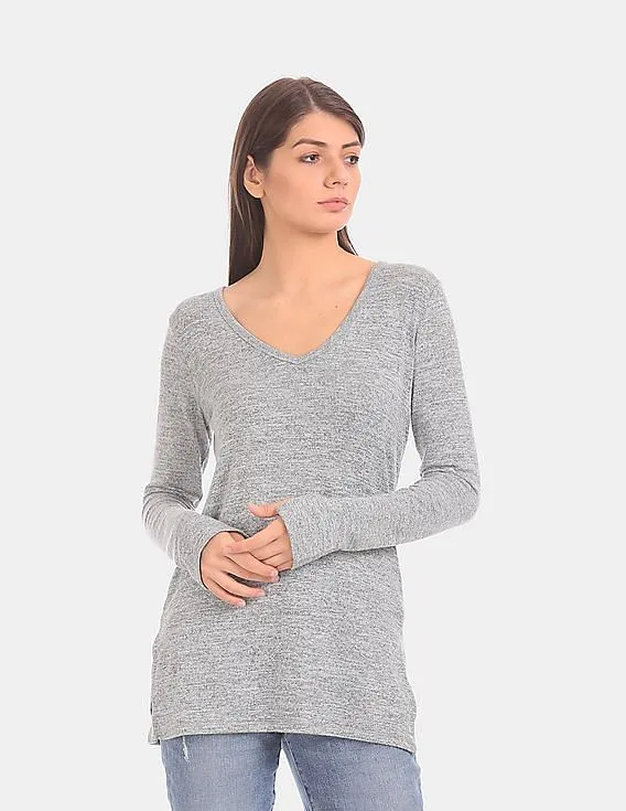 GAP Women Grey Softspun Knit Slit Tunic