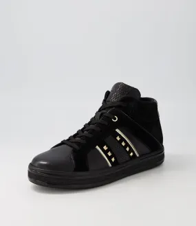 GEOX D Leelu B Black Leather Suede Sneakers