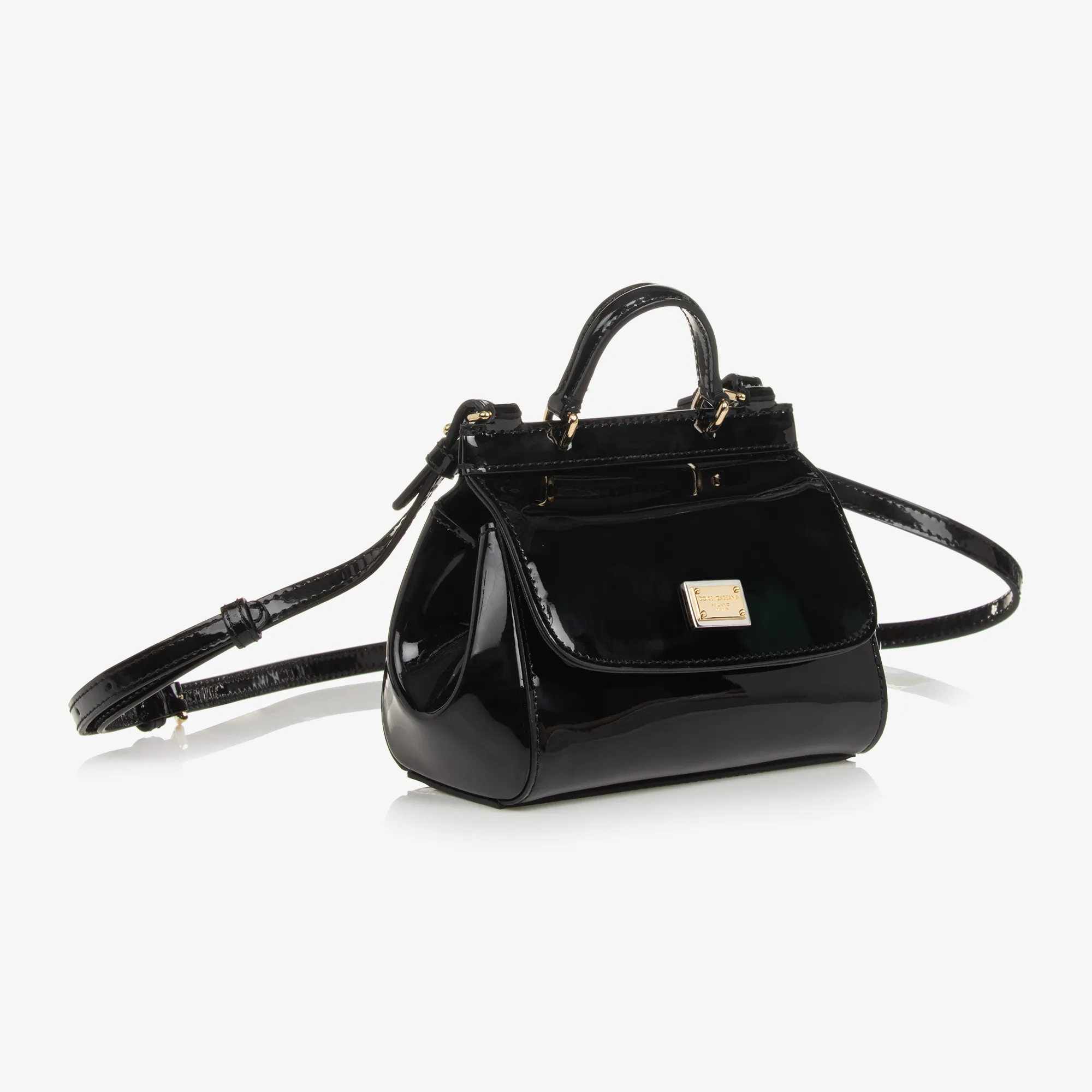 Girls Black Patent Leather Sicily Bag (14cm)