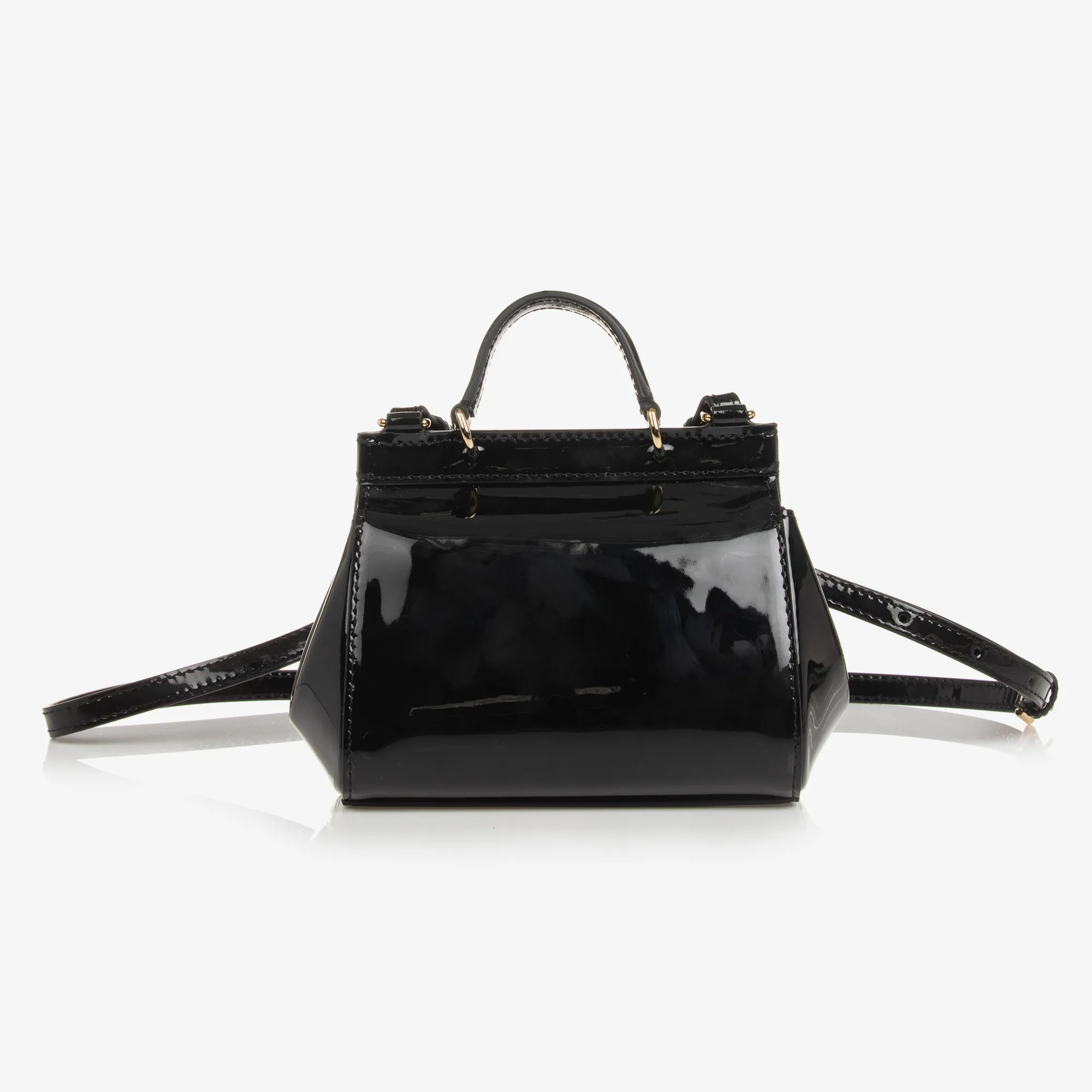 Girls Black Patent Leather Sicily Bag (14cm)