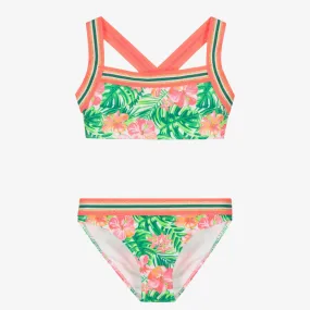 Girls Pink & Green Floral Bikini