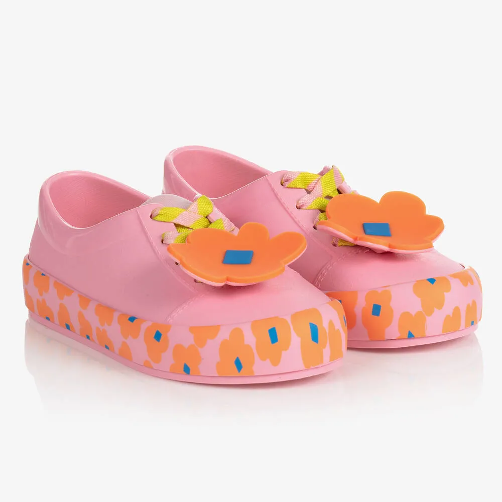 Girls Pink Floral Jelly Trainers