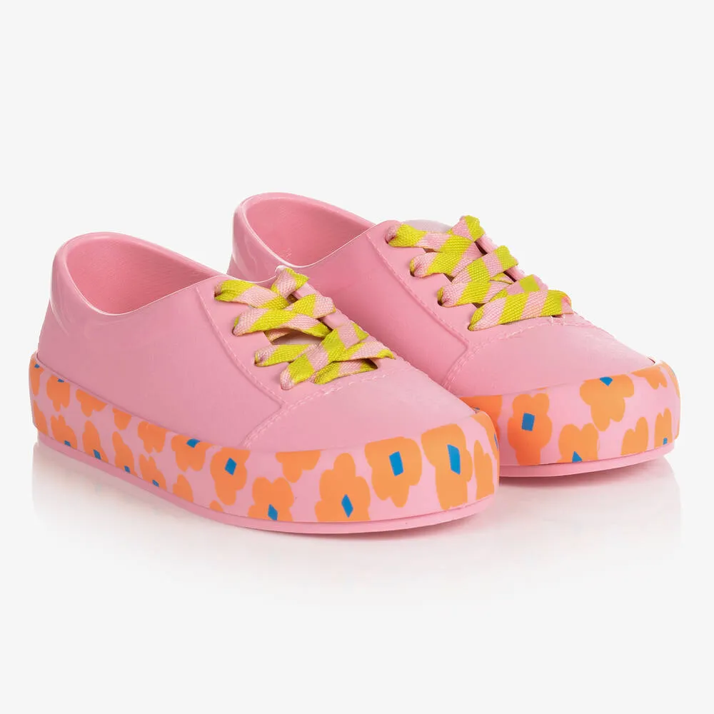 Girls Pink Floral Jelly Trainers