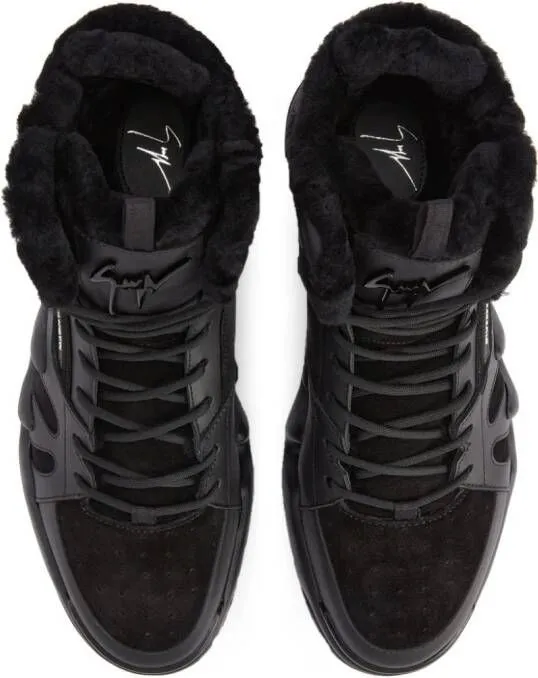 Giuseppe Zanotti Talon Winter panelled leather sneakers Black