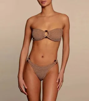 Gloria Bandeau Bikini Set - Metallic Cocoa