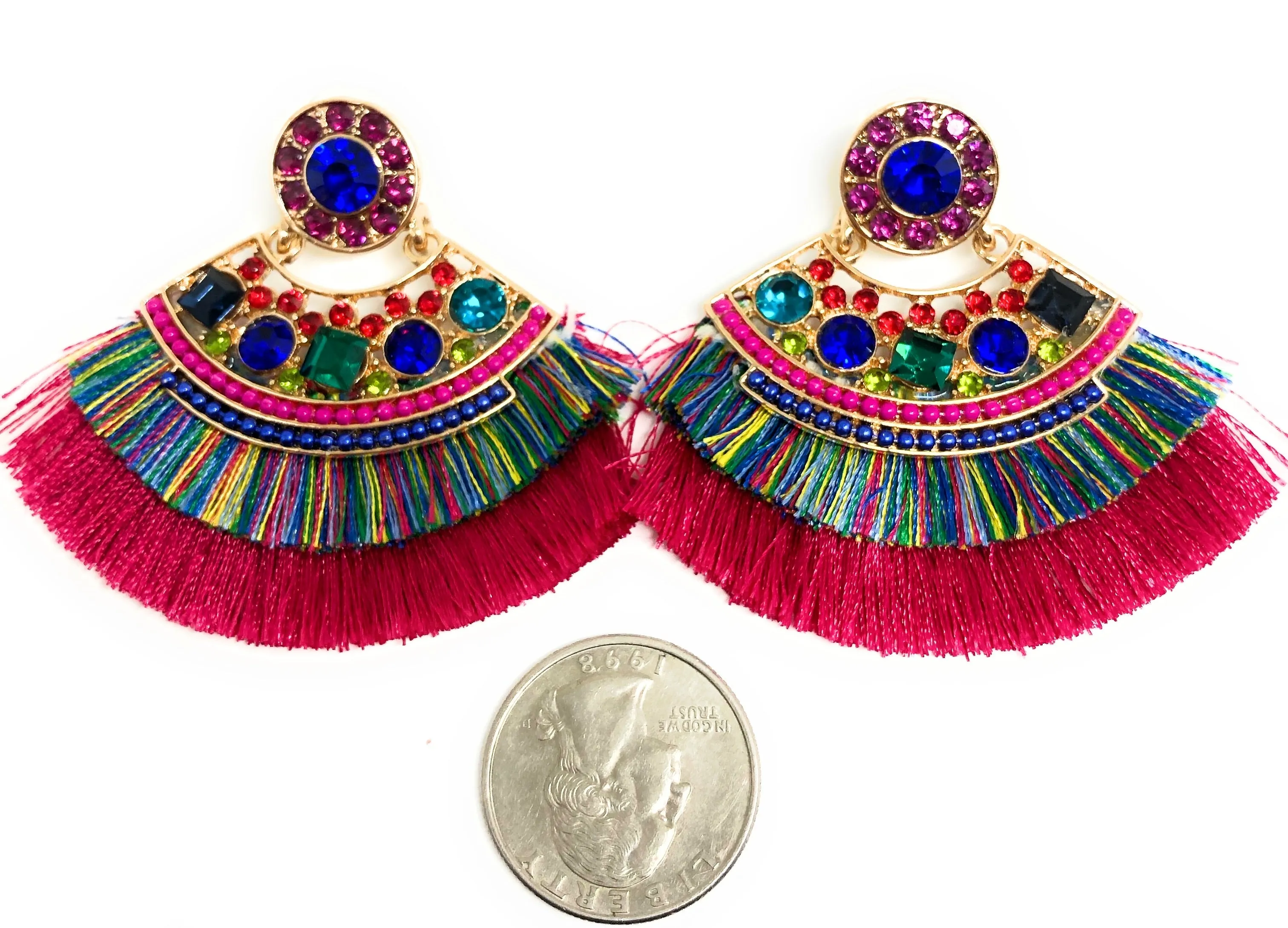 Gold Plated Colorful Wildflower Chandelier Earrings Aretes Folklorico