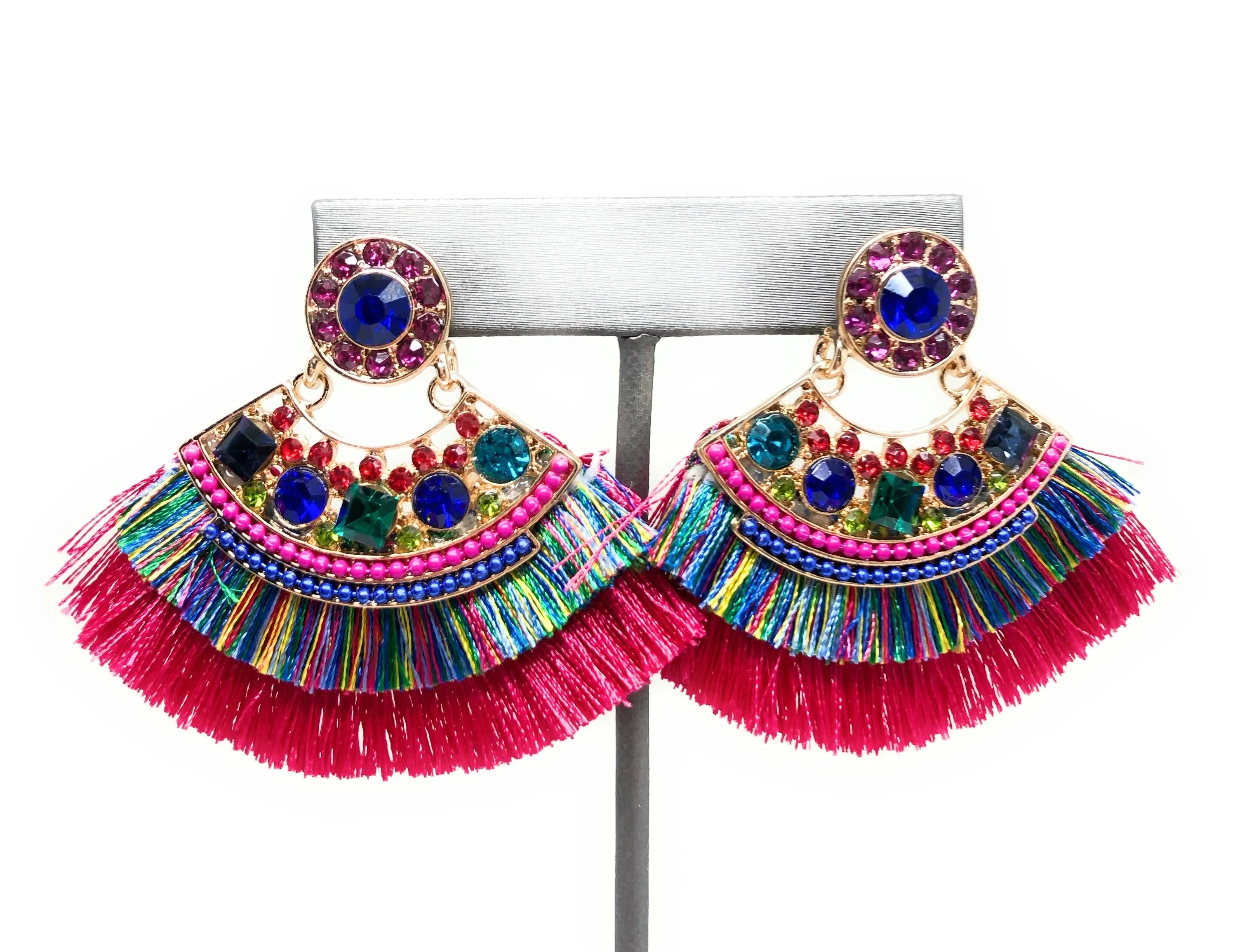 Gold Plated Colorful Wildflower Chandelier Earrings Aretes Folklorico